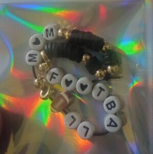 Black and Gold Beaded Bracelet Set